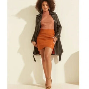 GUESS Rosalba Faux-Leather Mini Skirt Ginger Spice Size XS NEW